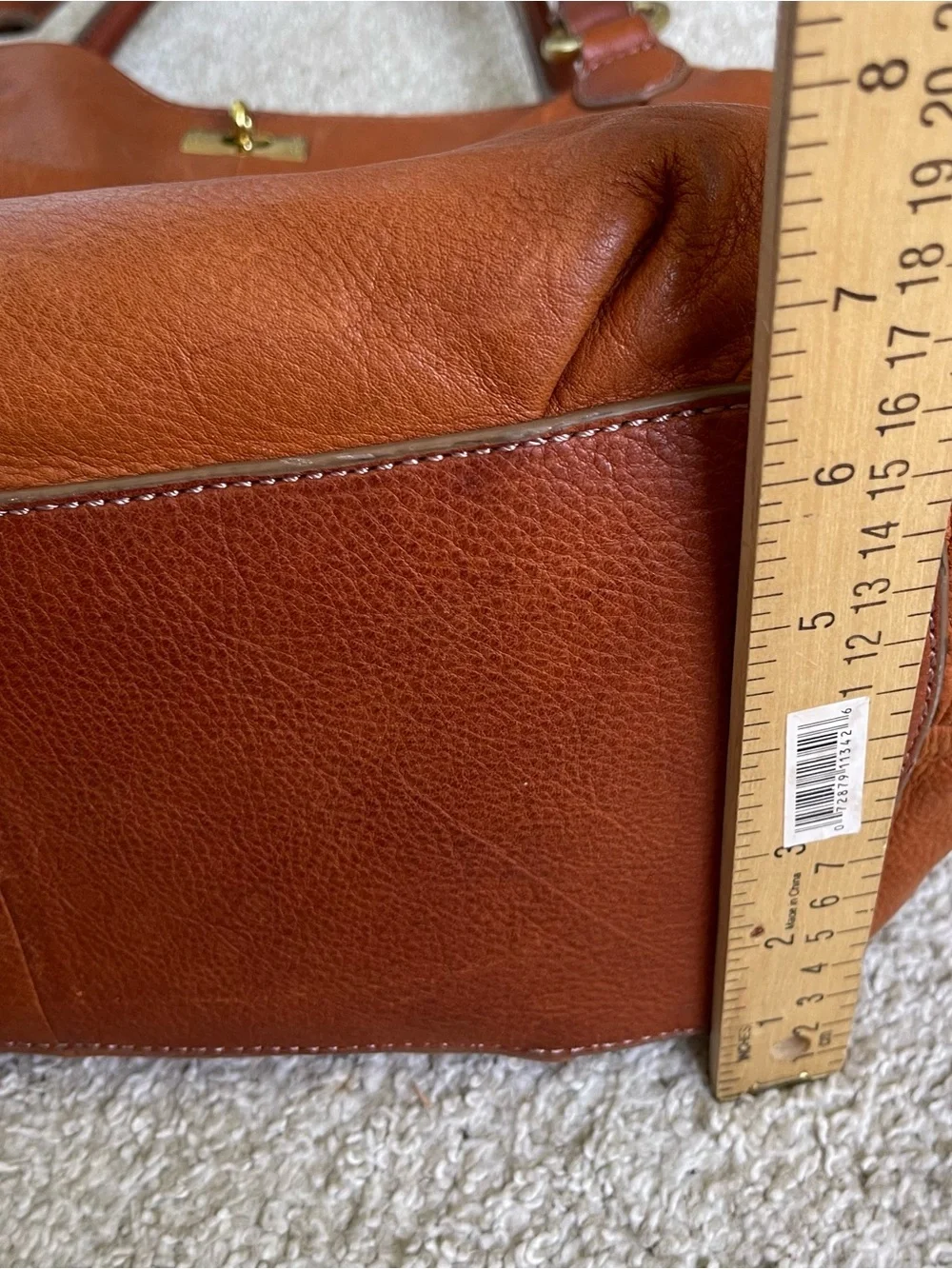 J.Crew Brompton Large Hobo Shoulder Bag Top Handed Cognac Brown Pebbled Leather